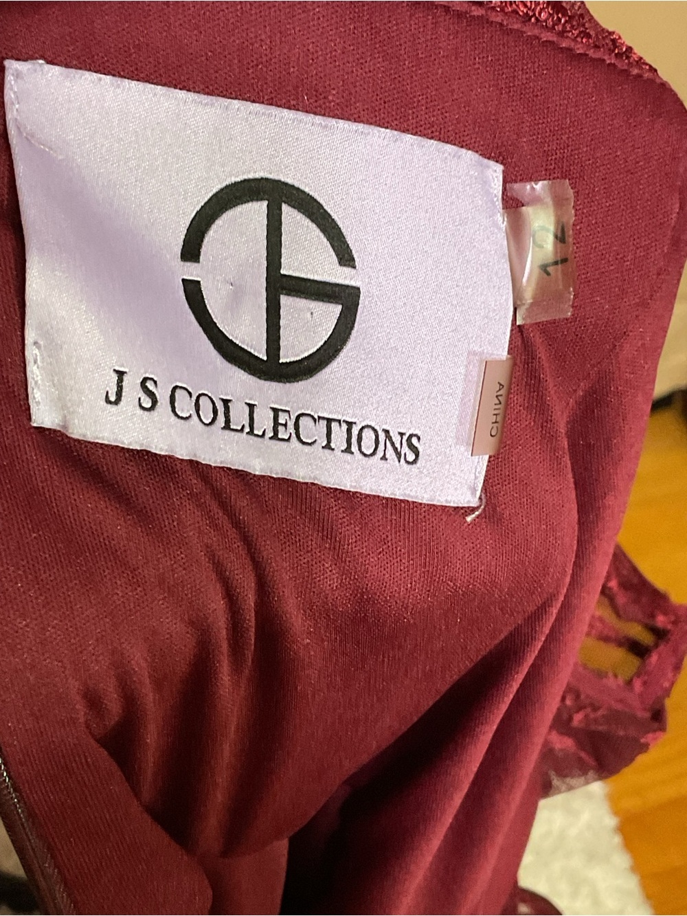 JS Collections Joy Mock Neck Embroidered Mesh Cocktail Dress - Picture 12 of 14